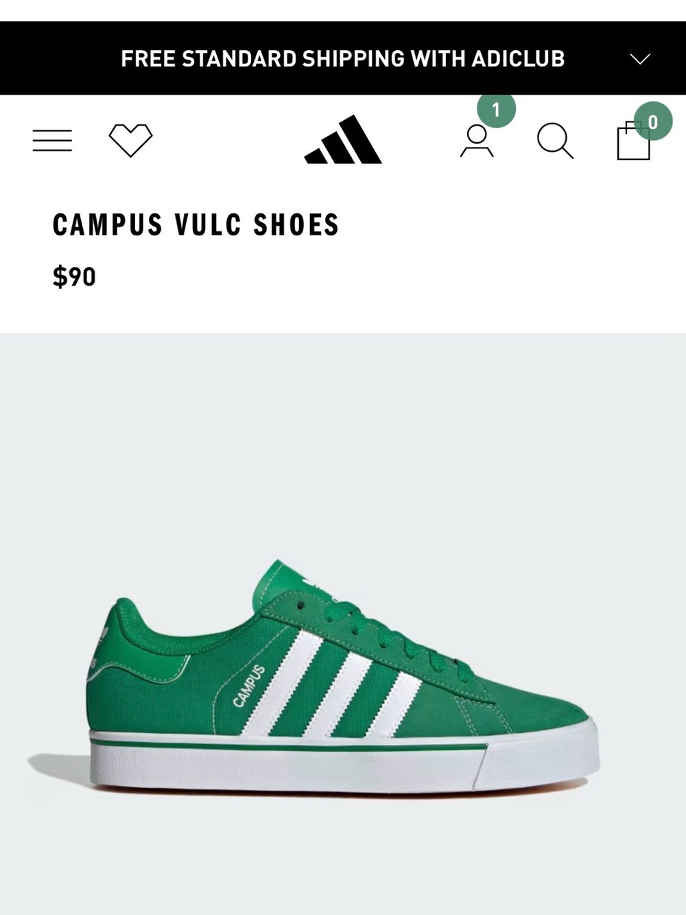 adidas Campus Vulc Green with White Accents